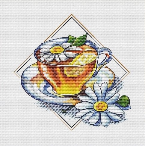 Чашка чая, схема для вышивки крестом