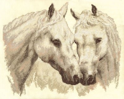 Пара белых лошадей, набор для вышивания